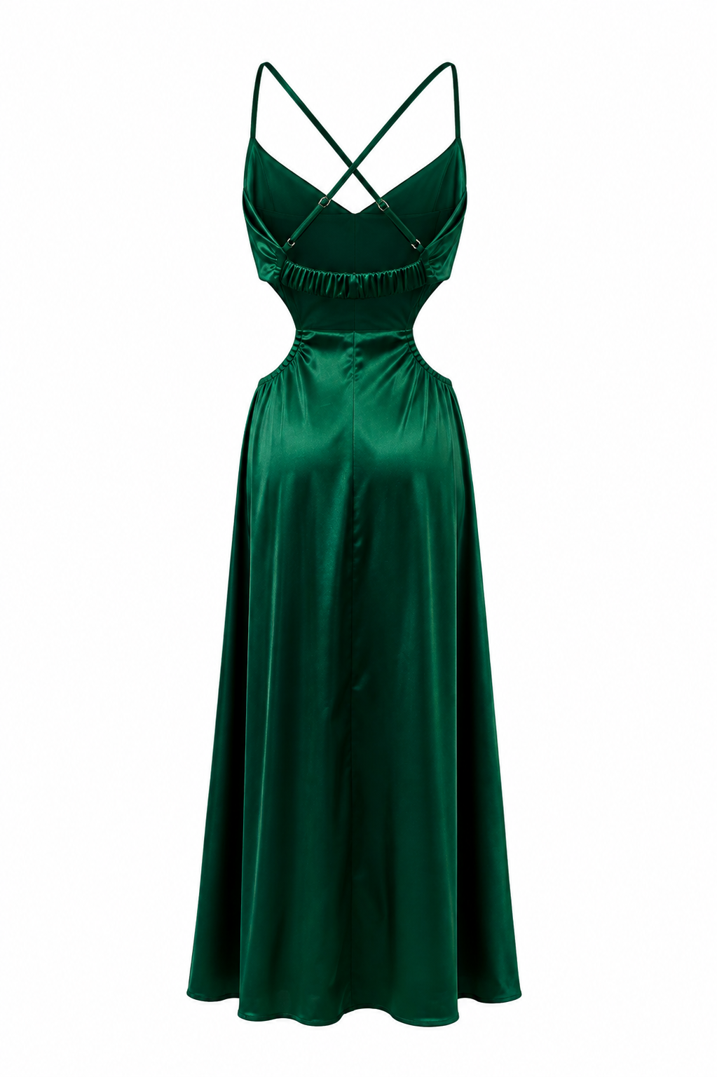Vestido Fiesta Cut Out Satinado verde esmeralda