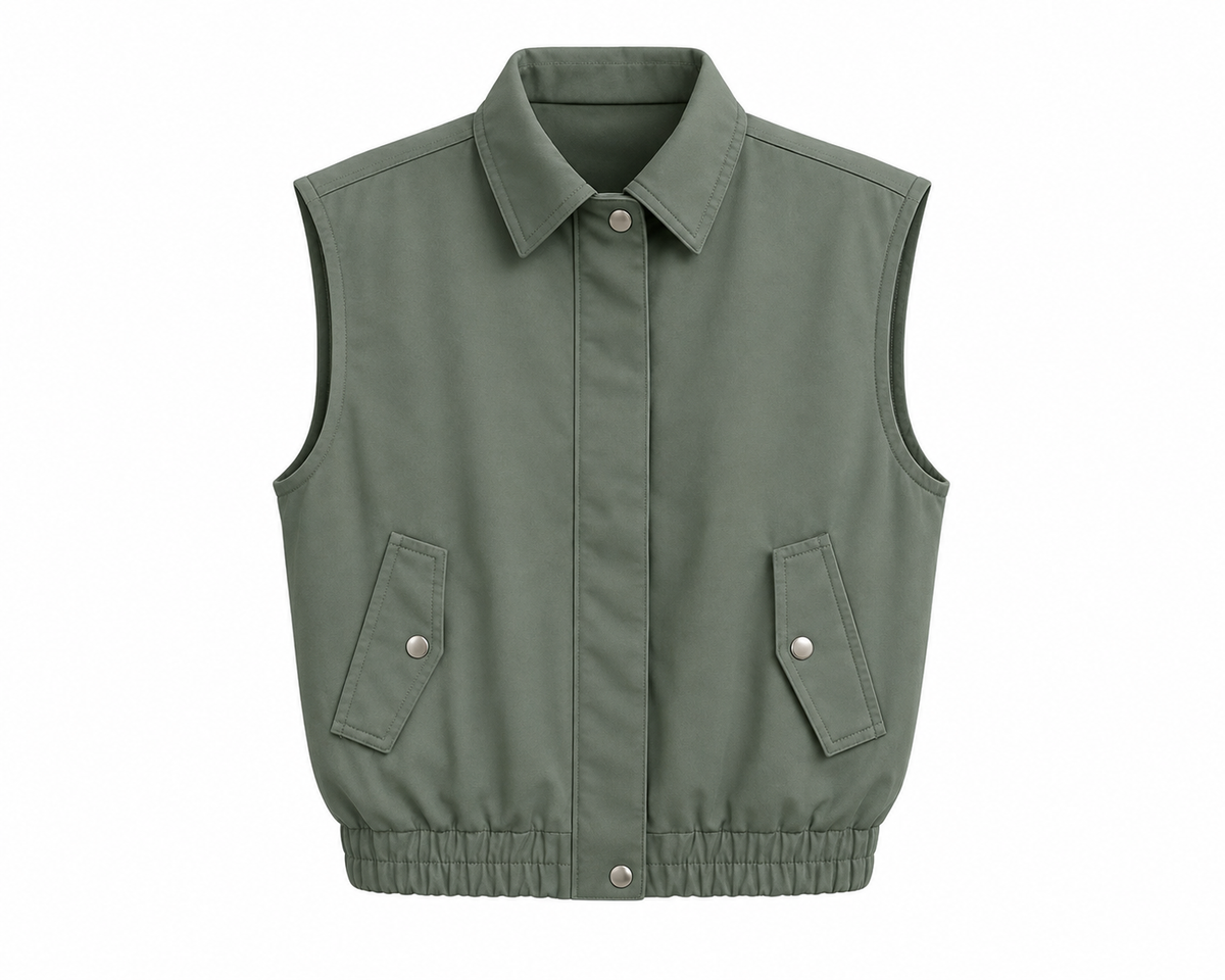 Chaleco Bomber Verde Oliva sin mangas