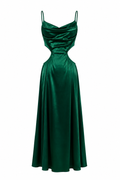 Vestido Fiesta Cut Out Satinado verde esmeralda